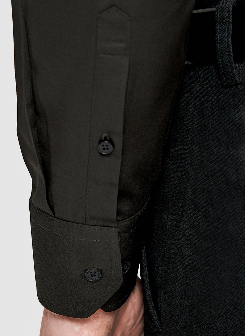 Czarna koszula męska z wełną