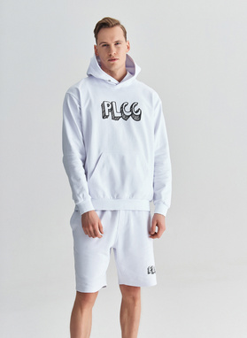 Biała bluza oversize z kapturem C22SF-2K-001-B-0