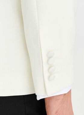 Ślubna wełniana marynarka smokingowa w kolorze ecru