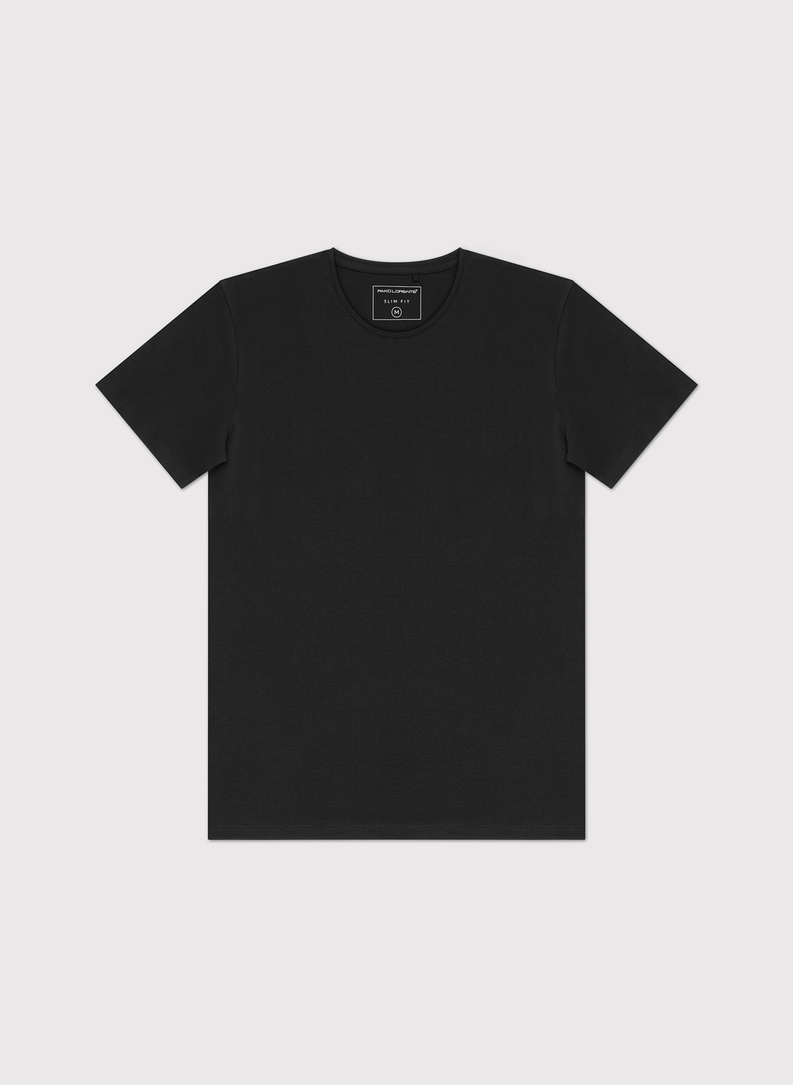 Czarny gładki t-shirt męski