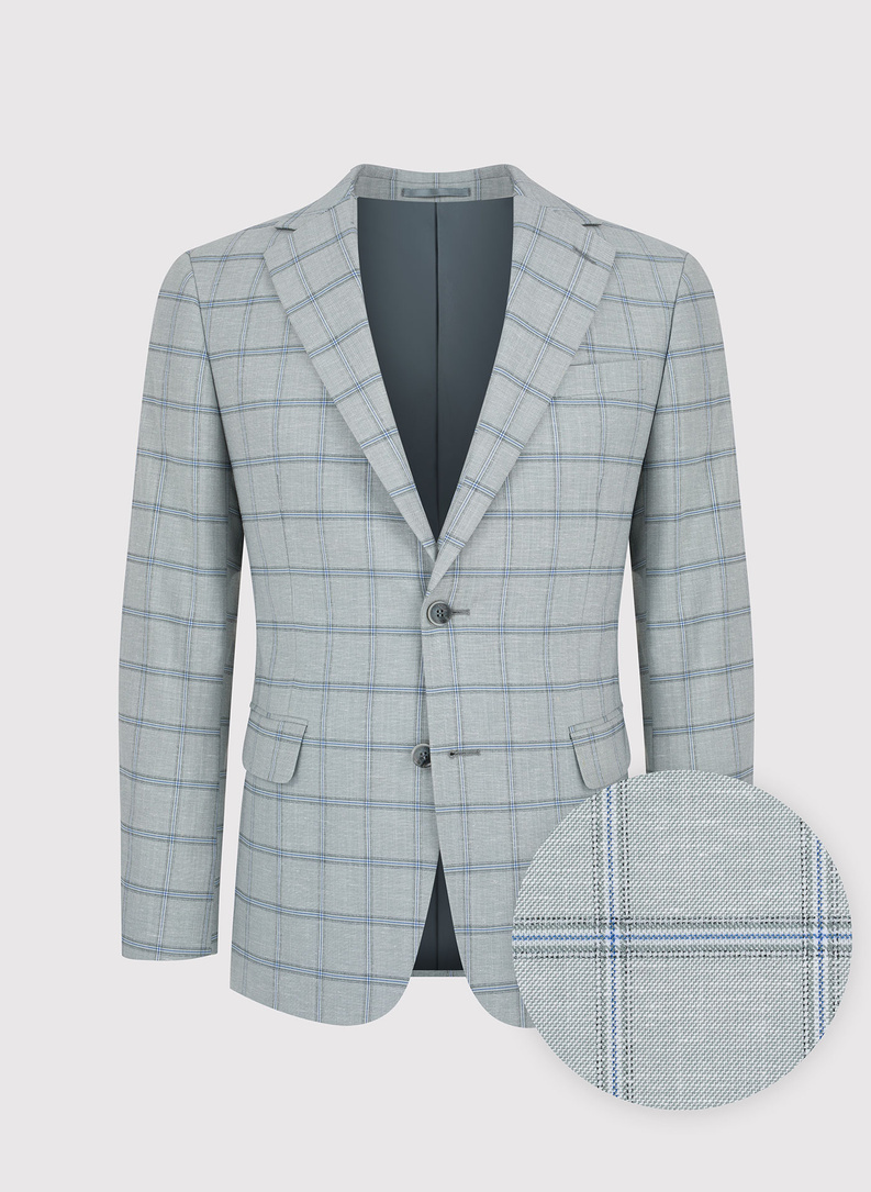 Szara marynarka męska w kratę Windowpane