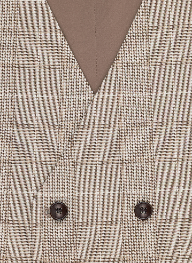 Beżowa kamizelka męska w mocną kratę