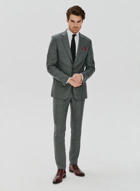 Szare wełniane spodnie garniturowe