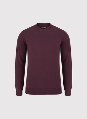 Ciemnofioletowy sweter v-neck