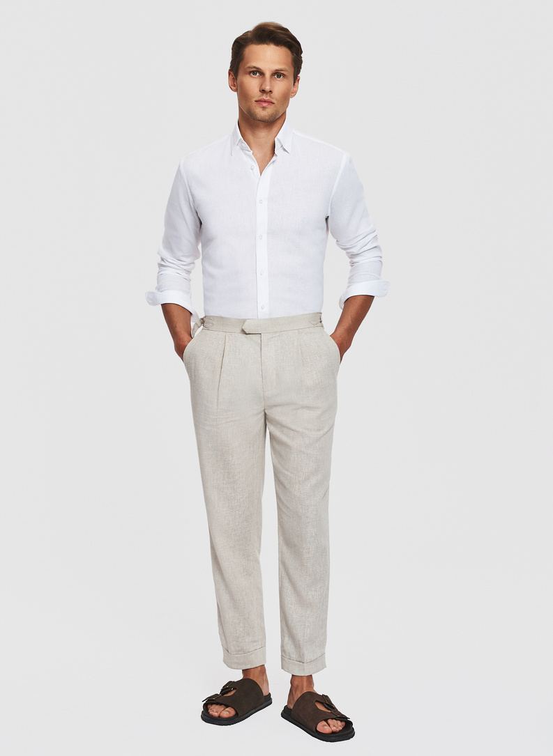 Biała koszula z lnem