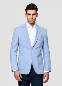 Niebieska marynarka z lnem i bawełną