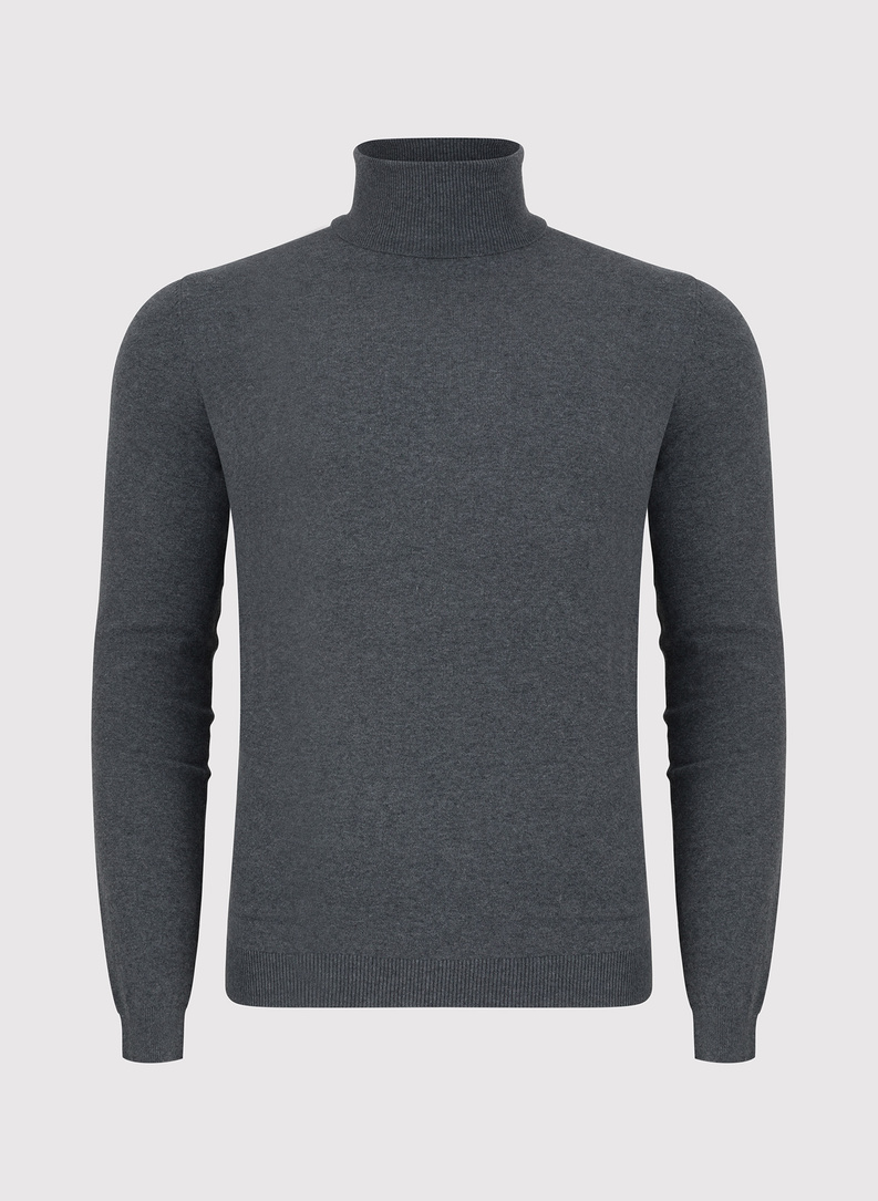 Gładki basicowy golf męski w kolorze szarym