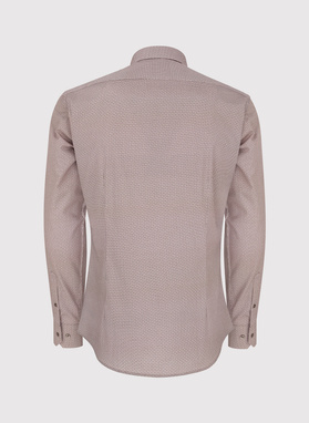 Brązowa koszula męska w mikrowzór 