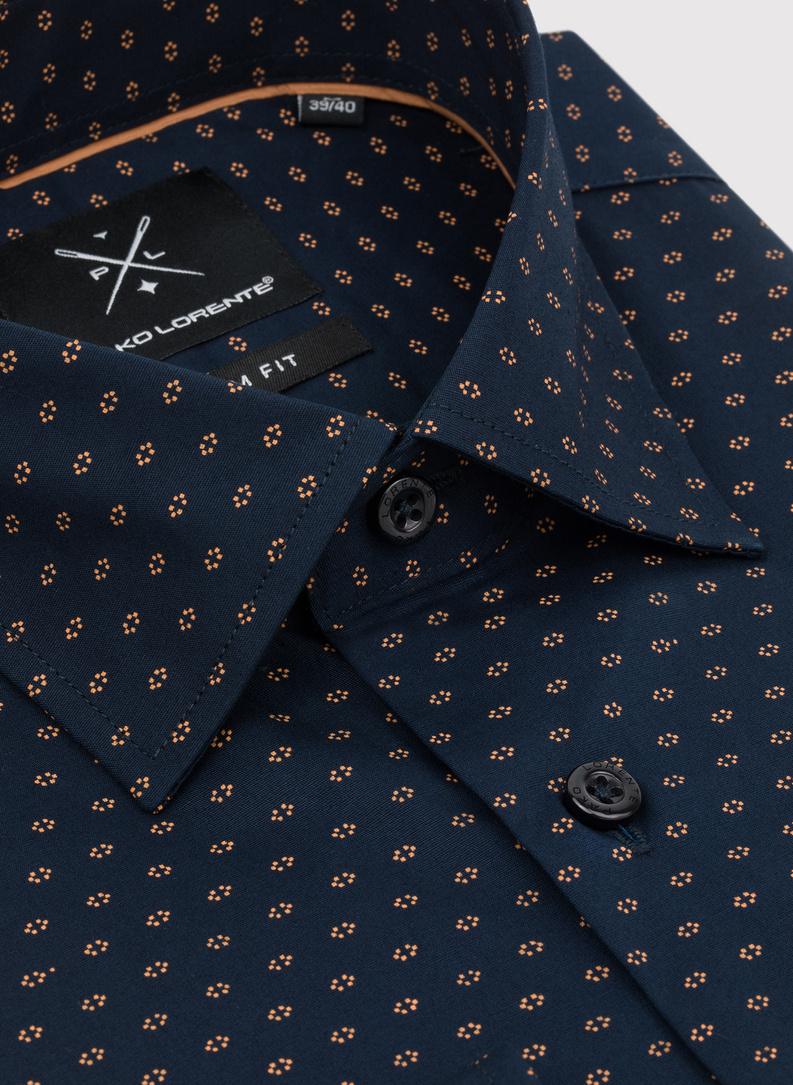 Granatowa koszula męska mikrowzór