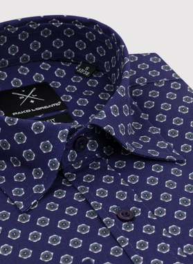 Męska granatowa koszula w kwiatki