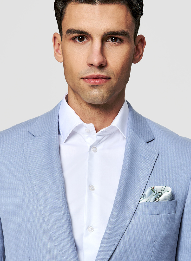 Niebieska marynarka casual z lnem