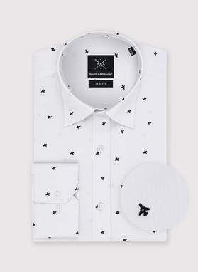 Biała koszula męska w samoloty