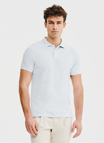 Gładki t-shirt polo w błękitnym kolorze