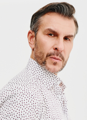 Biała koszula męska w mikrowzór