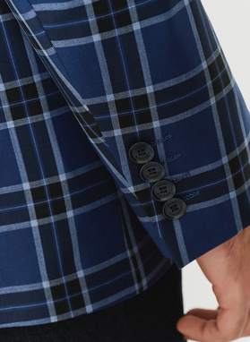 Granatowa marynarka w kratę