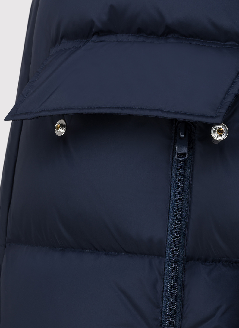 Granatowa długa pikowana kurtka