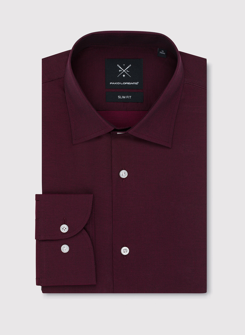 Bawełniana koszula męska w kolorze bordowym