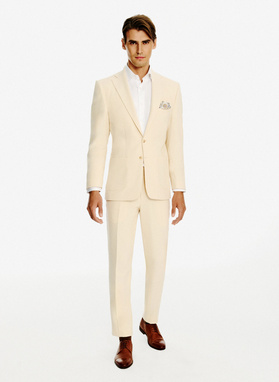 Jasnobeżowa marynarka garniturowa