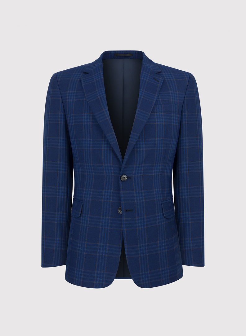 Granatowa marynarka casualowa w kratę