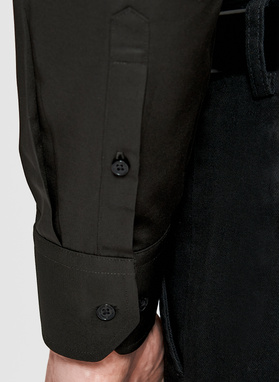 Czarna koszula męska z wełną