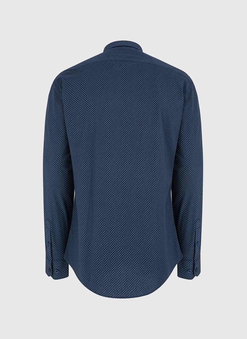 Granatowa koszula męska w mikrowzór