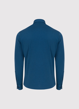 Granatowa dzianinowa koszula męska