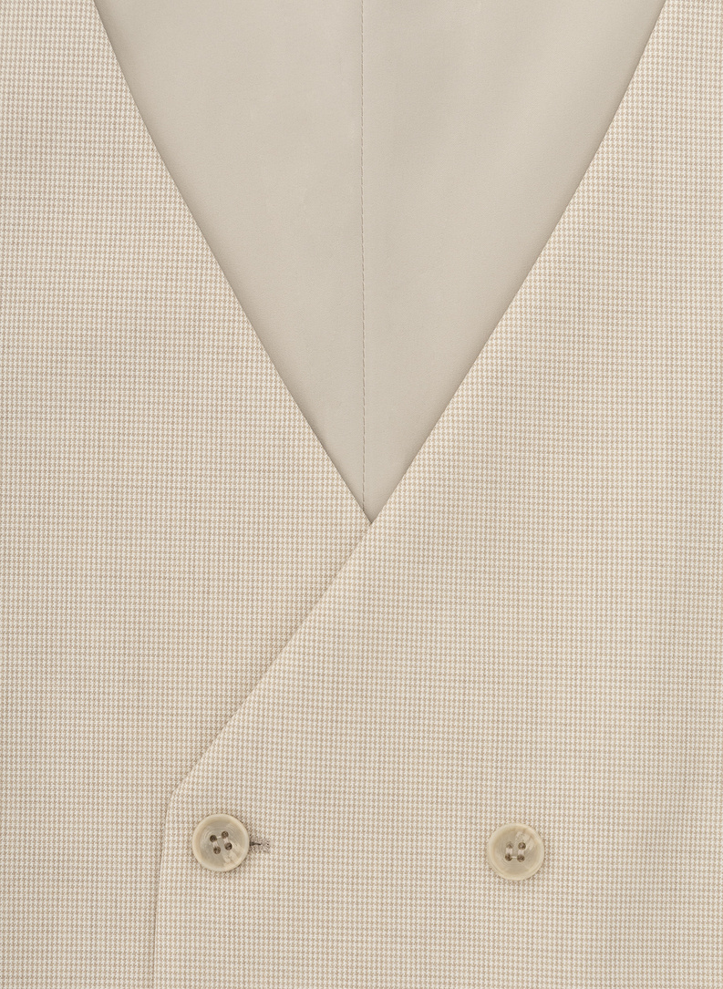 Beżowa kamizelka męska w pepitkę