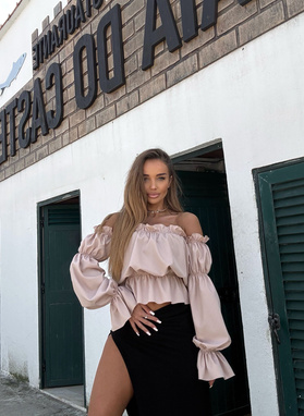 Bluzka hiszpanka MARBELA w kolorze beżowym