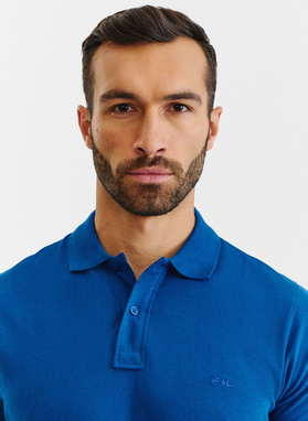 Gładki T-shirt polo w kolorze indygo