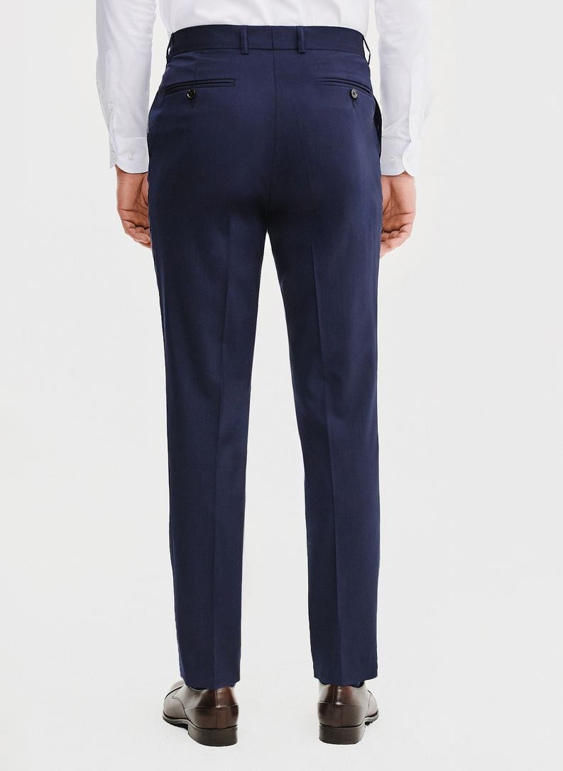 Wełniany granatowy garnitur męski