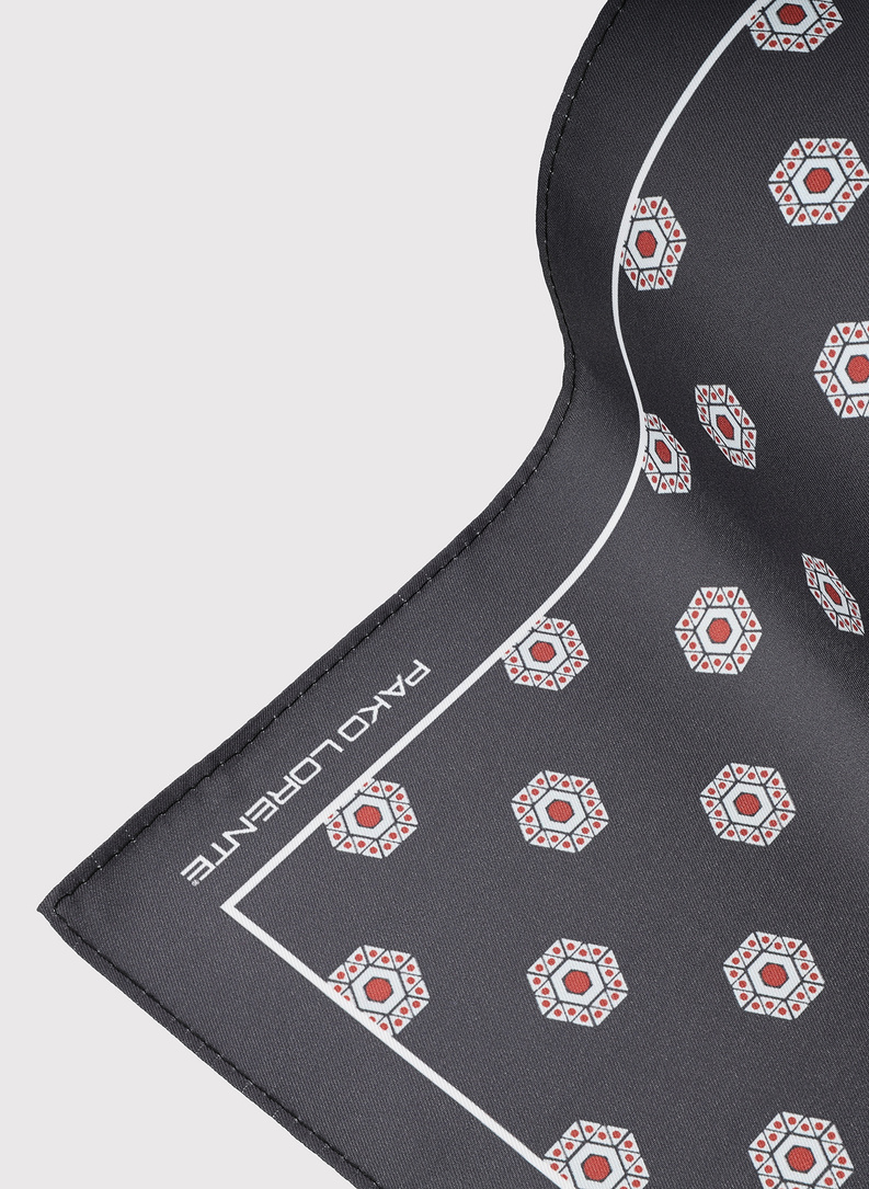 Ciemnoszara poszetka męska sześciokąty