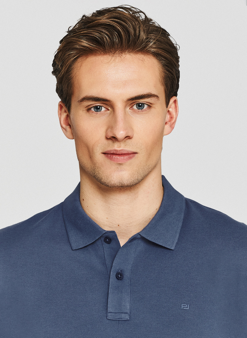 Ciemnoniebieskie bawełniane polo męskie