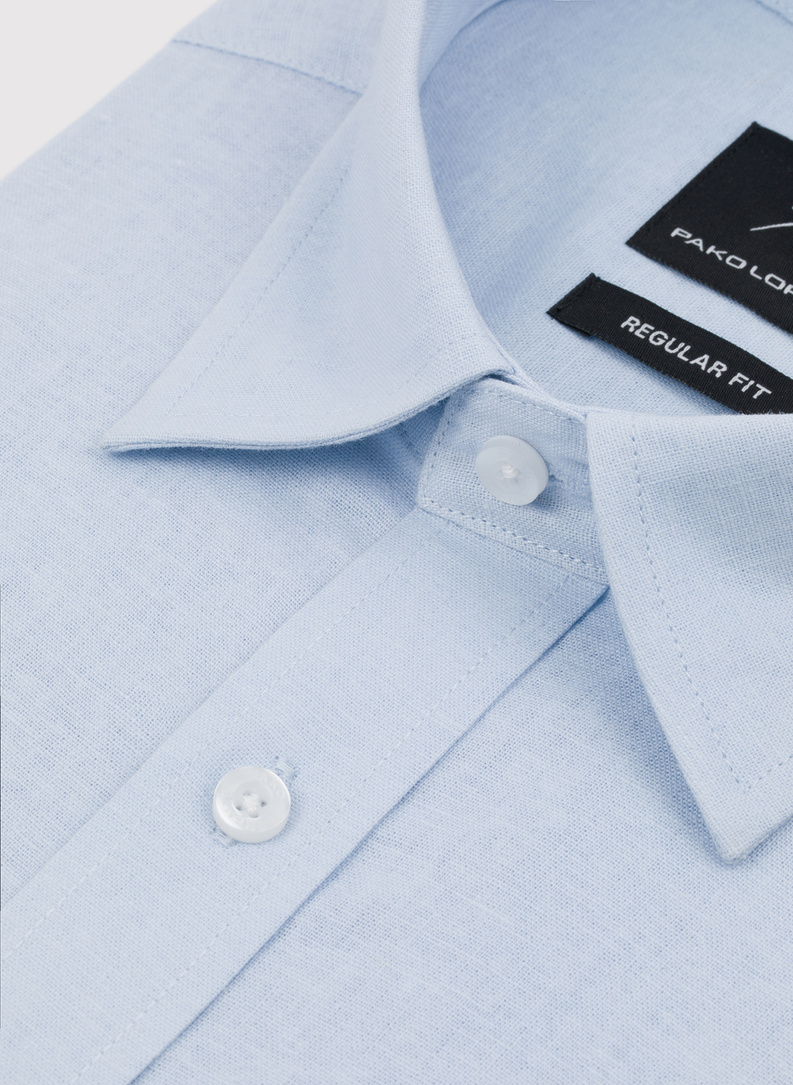 Błękitna koszula z lnu i bawełny