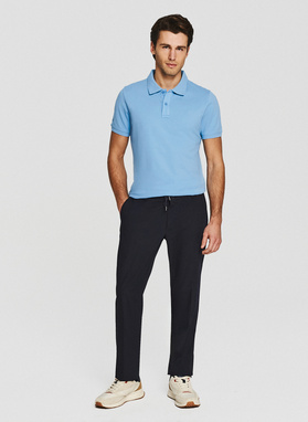 Niebieskie bawełniane polo męskie