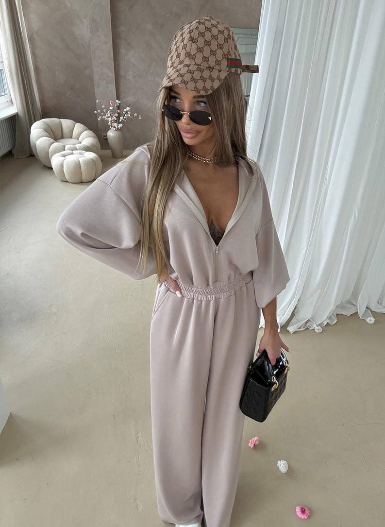 Kombinezon damski MODA wiskoza kolor beżowy