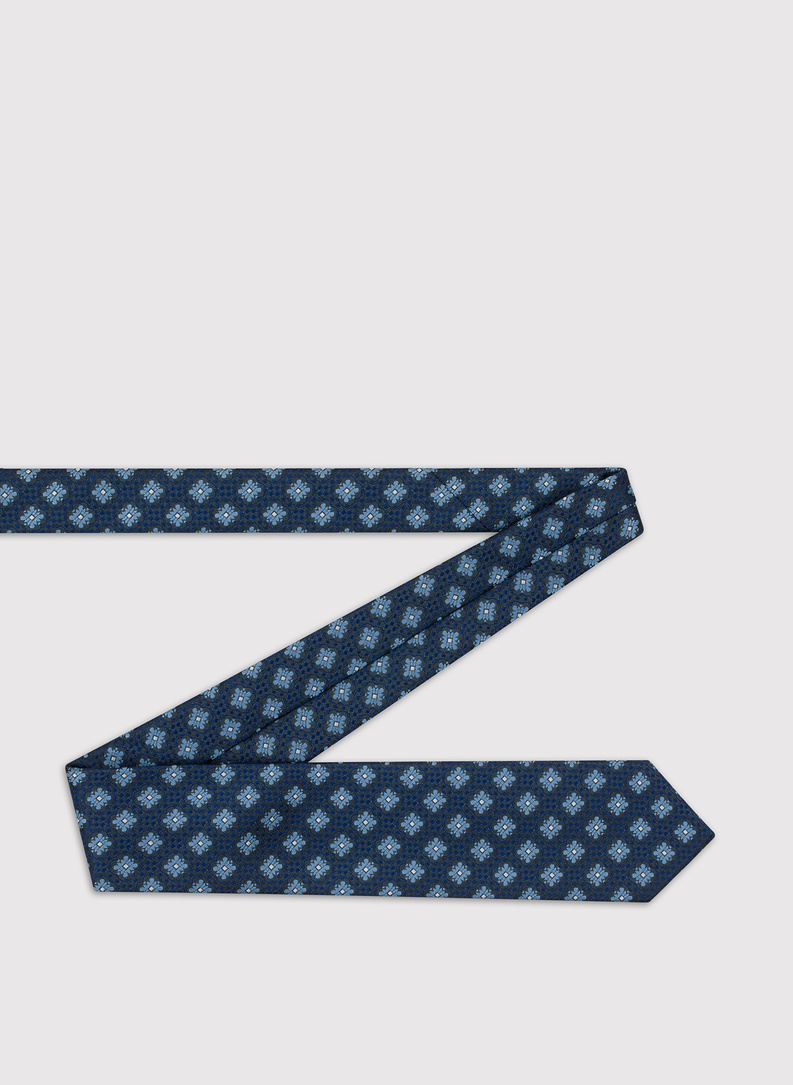 Granatowy krawat męski w kwiaty