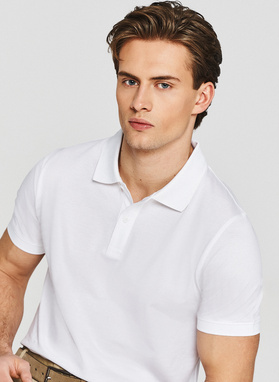 Biały t-shirt polo z bawełny