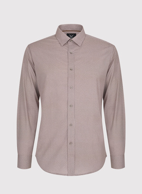 Brązowa koszula męska w mikrowzór 