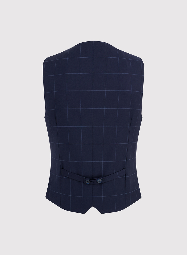 Granatowa kamizelka męska w kratę
