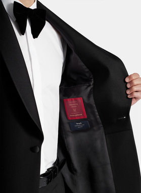 Ślubny smoking męski z szalowym kołnierzem