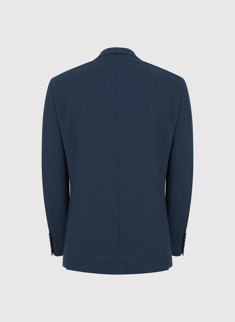 Granatowa marynarka garniturowa z lnem