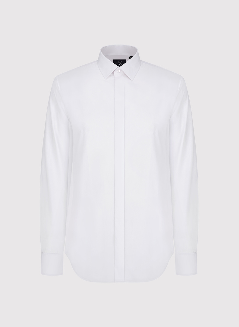 Biała koszula na spinki w fasonie regular