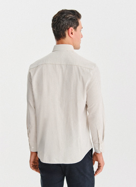 Beżowa koszula męska w paski