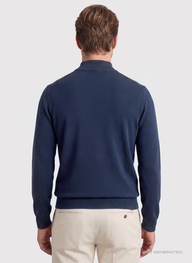 Gładki granatowy półgolf męski