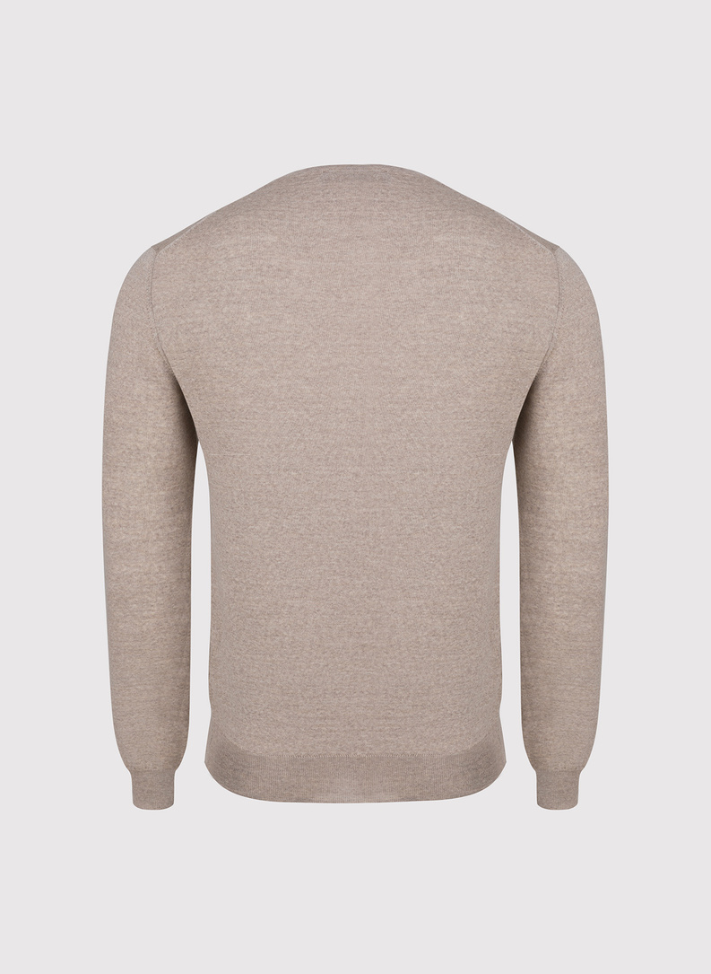 Beżowy sweter męski z wełny merino