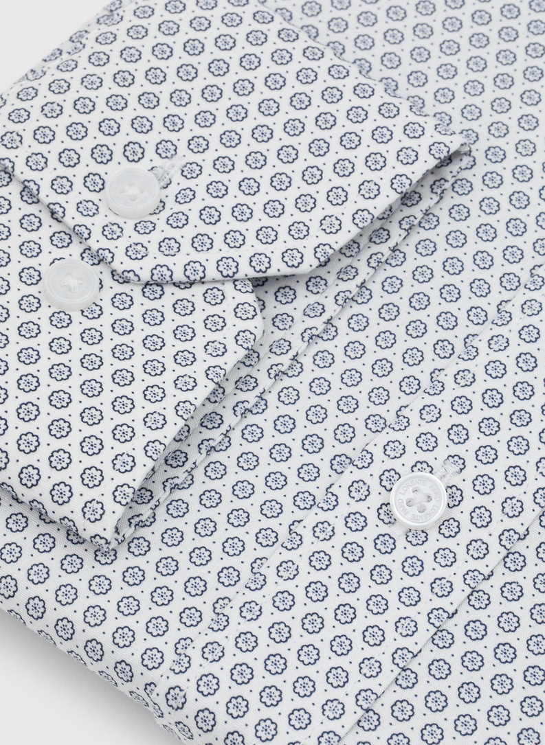 Biała koszula męska w mikrowzór