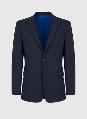 Gładka granatowa marynarka garniturowa