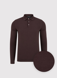 Brązowy sweter polo z bawełny merceryzowanej