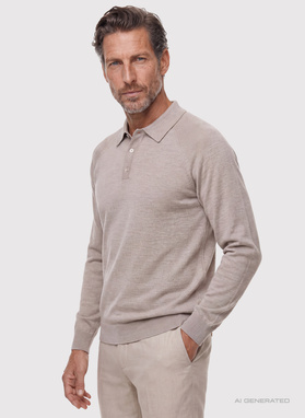 Męski sweter polo z wełną