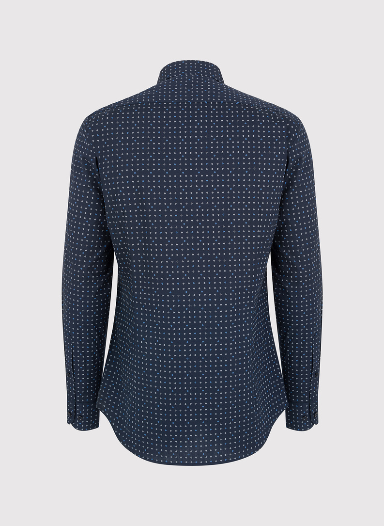 Granatowa koszula męska w mikrowzór